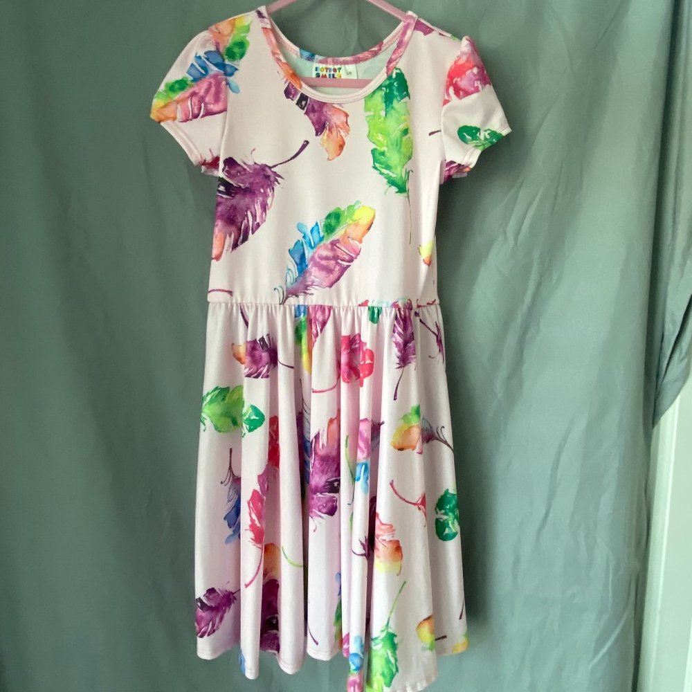 Bright colored Dot Dot Smile *hard to find* feather print dress